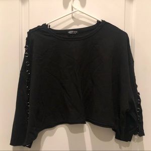 Black crop top with ring detail